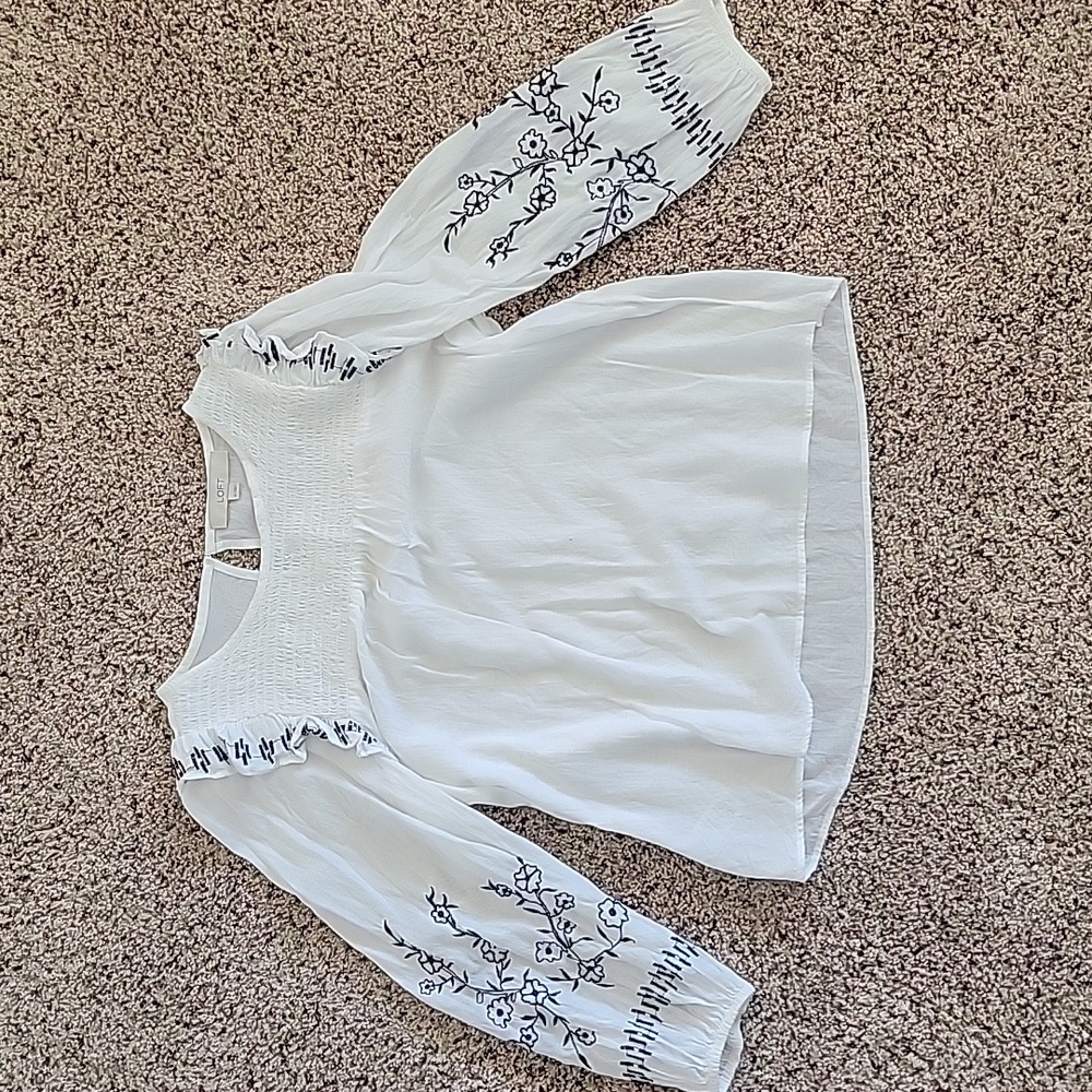 Gauzy white embroidered blouse